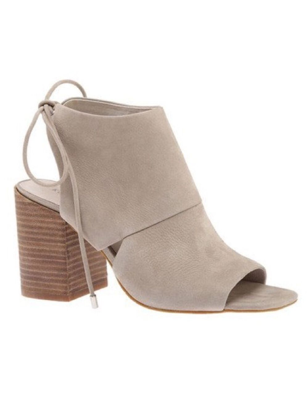 New Kenneth Cole New York Katarina Nubuck Taupe Grey Leather Open-Toe Bootie